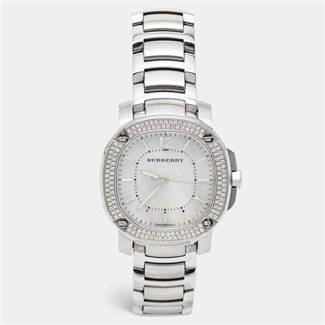 Burberry Mother Of Pearl Stainless Steel Diamond 